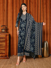 Printed Cotton Blend Kurta With Pants & Dupatta